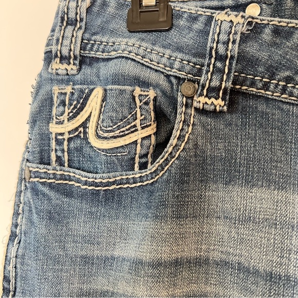 Rock & Roll Cowgirl Boyfriend Western Mid Rise Medium Wash Denim Jean size 30/34 - Picture 3 of 13